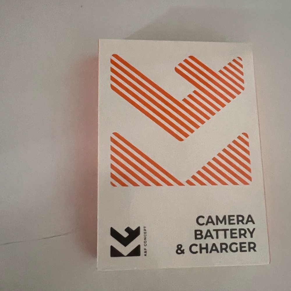 Camera Battery & Charger - Orange Striped Graphic